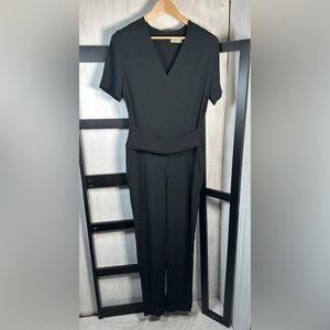 Balenciaga Black Silk Blend Belted V-Neck Jumpsuit, Size F40/US10/Medium, MINT!!